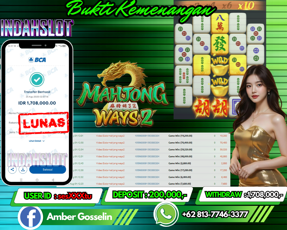 INDAHSLOT MAHJONG WAYS 2 Rp.1,708,000,- LUNAS!!