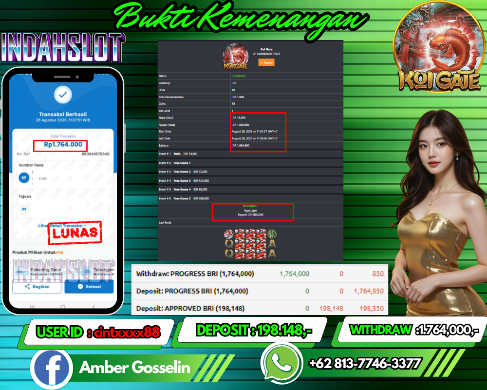 INDAHSLOT KOI GATE Rp 1.764,000,- LUNAS!!