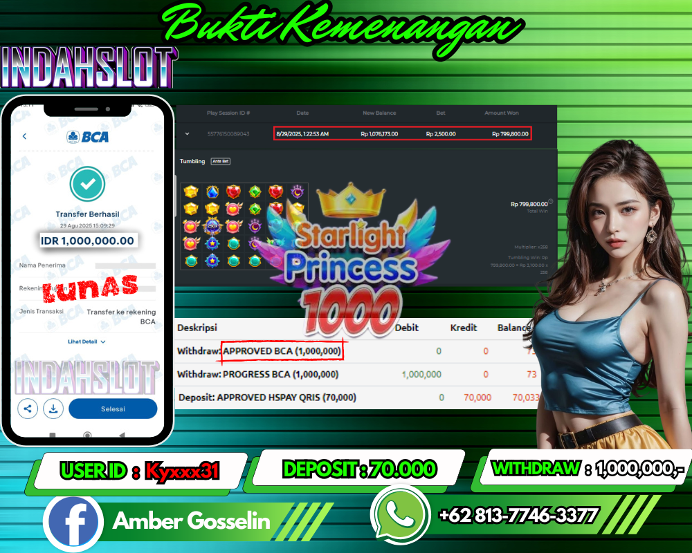 INDAHSLOT STARLIGHT PRINCESS 1000 Rp 1,000,000,- LUNAS!!