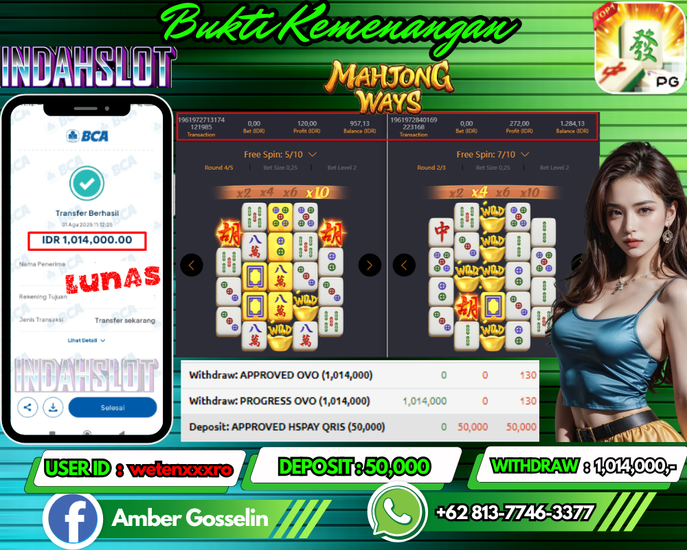 INDAHSLOT MAHJONG WAYS Rp 1,014,000,- LUNAS!!