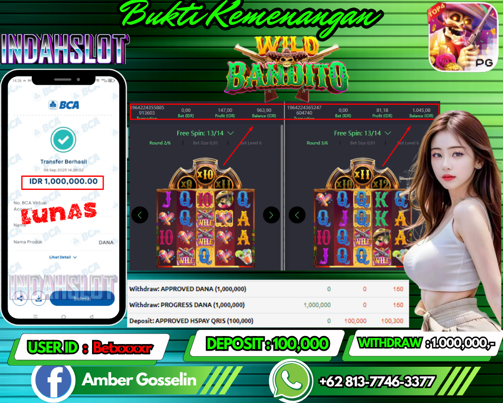 INDAHSLOT WILD BANDITO  Rp 1.000,000,- LUNAS!!