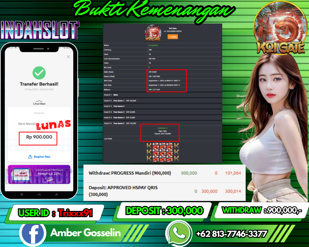 INDAHSLOT KOI GATE  Rp 900,000,- LUNAS!!