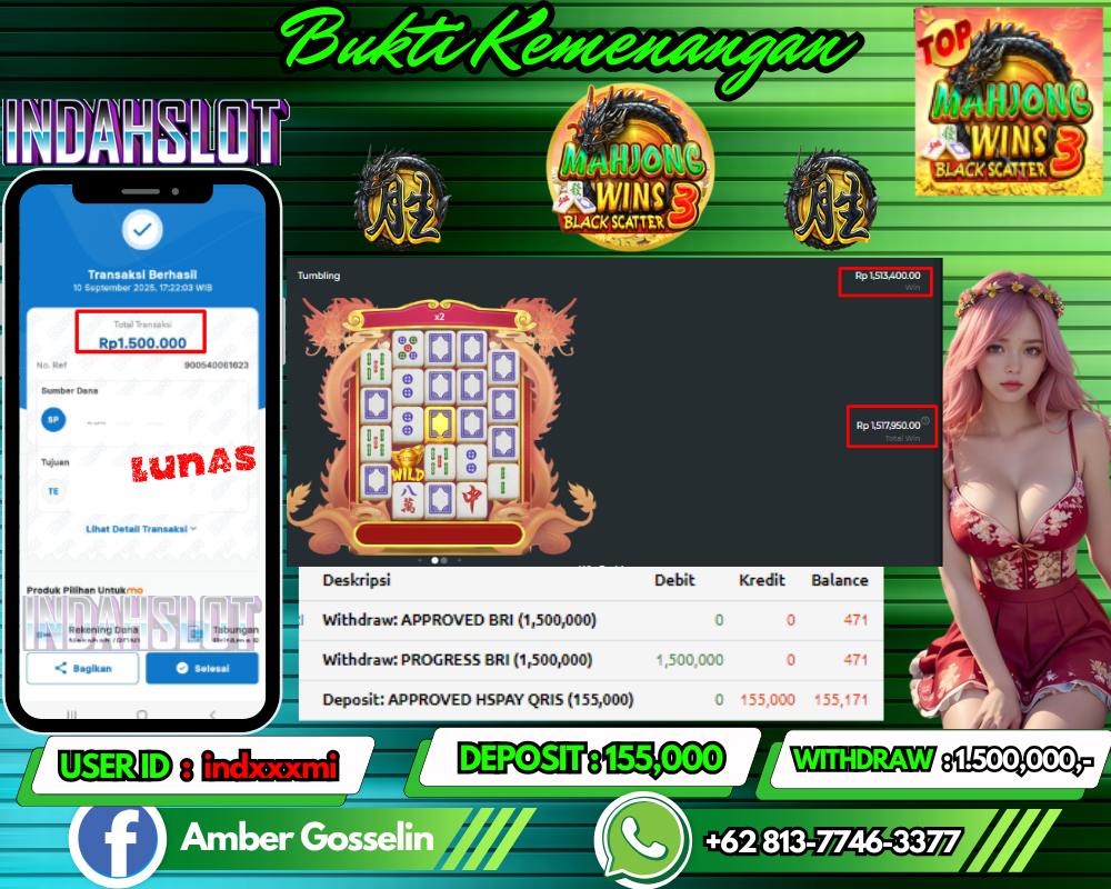 INDAHSLOT Mahjong Wins 3 - Black Scatter Rp 1,500,000,- LUNAS!!