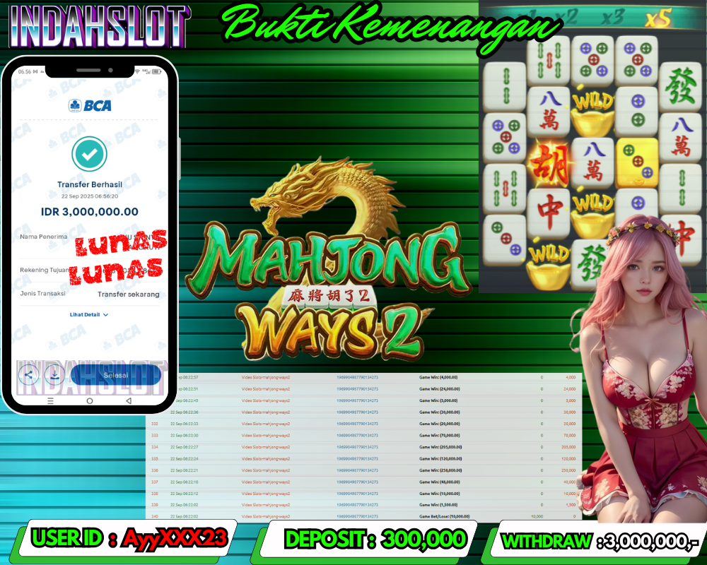 INDAHSLOT MAHJONG WAYS 2 Rp 3,000,000,- LUNAS!!