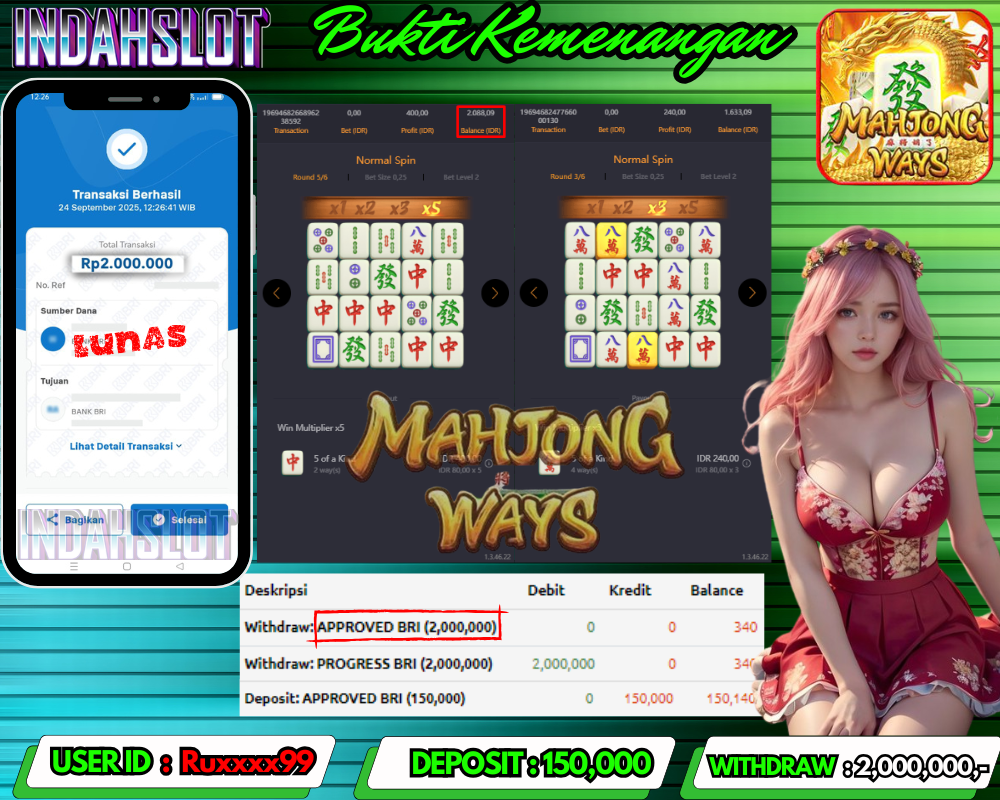 INDAHSLOT MAHJONG WAYS Rp 2.000,000,- LUNAS!!