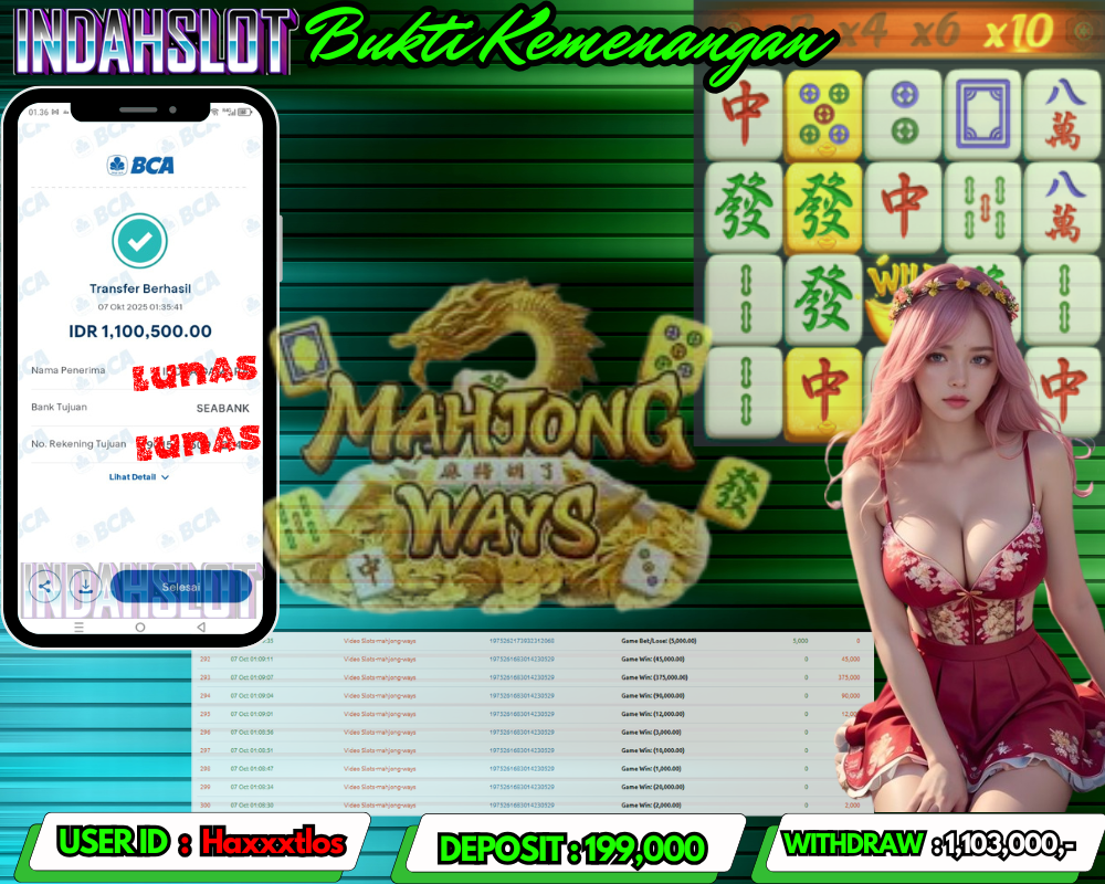 INDAHSLOT MAHJONG WAYS Rp 1,103,000,- LUNAS!!