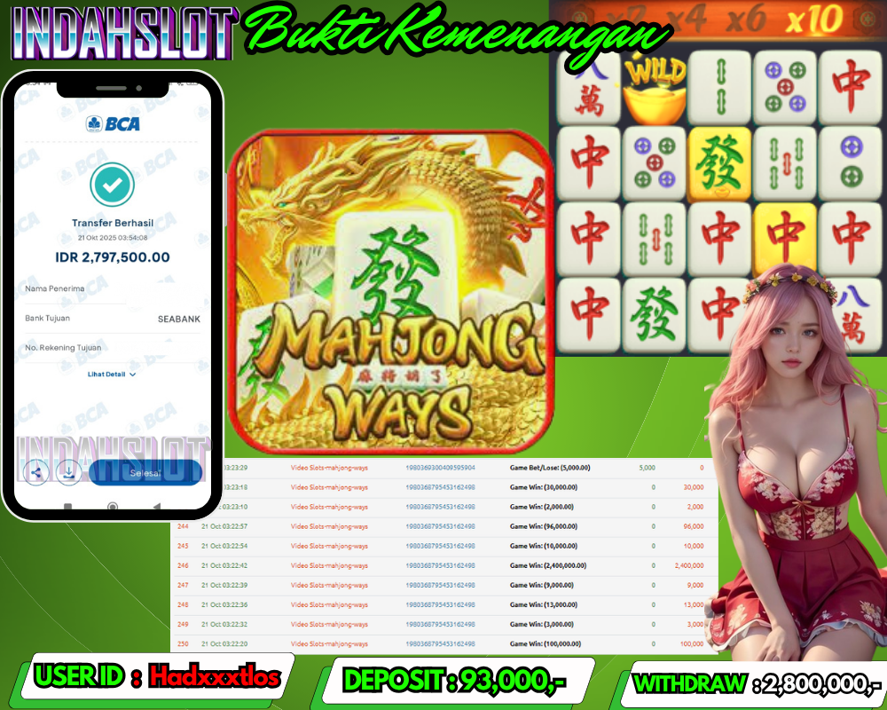 INDAHSLOT  MAHJONG WAYS Rp 2,800,000,- LUNAS!!