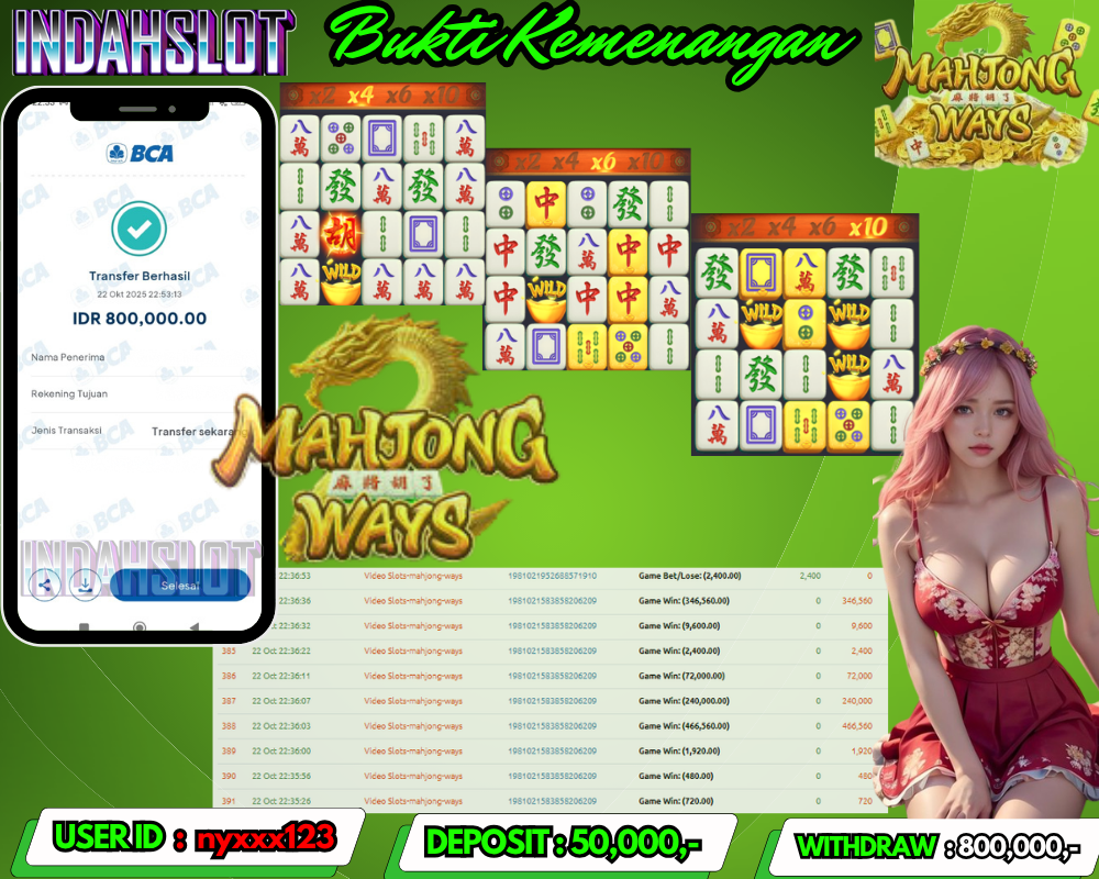 INDAHSLOT MAHJONG WAYS Rp 800,000,- LUNAS!!