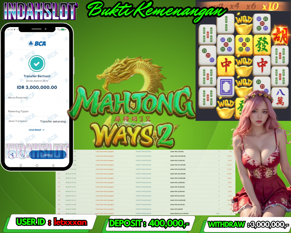 INDAHSLOT MAHJONG WAYS 2 SCATTER Rp 3,000,000,- LUNAS!!
