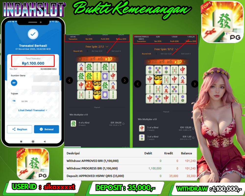 INDAHSLOT MAHJONG WAYS 1 Rp 1,100,000,- LUNAS!!