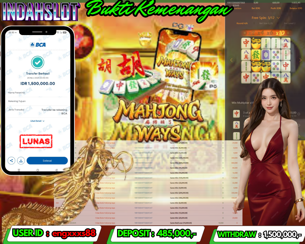 INDAHSLOT MAHJONG WAYS Rp. 1,500,000,LUNAS