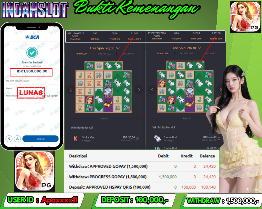 INDAHSLOT DREAMS OF MACAU Rp. 1.500,000,LUNAS