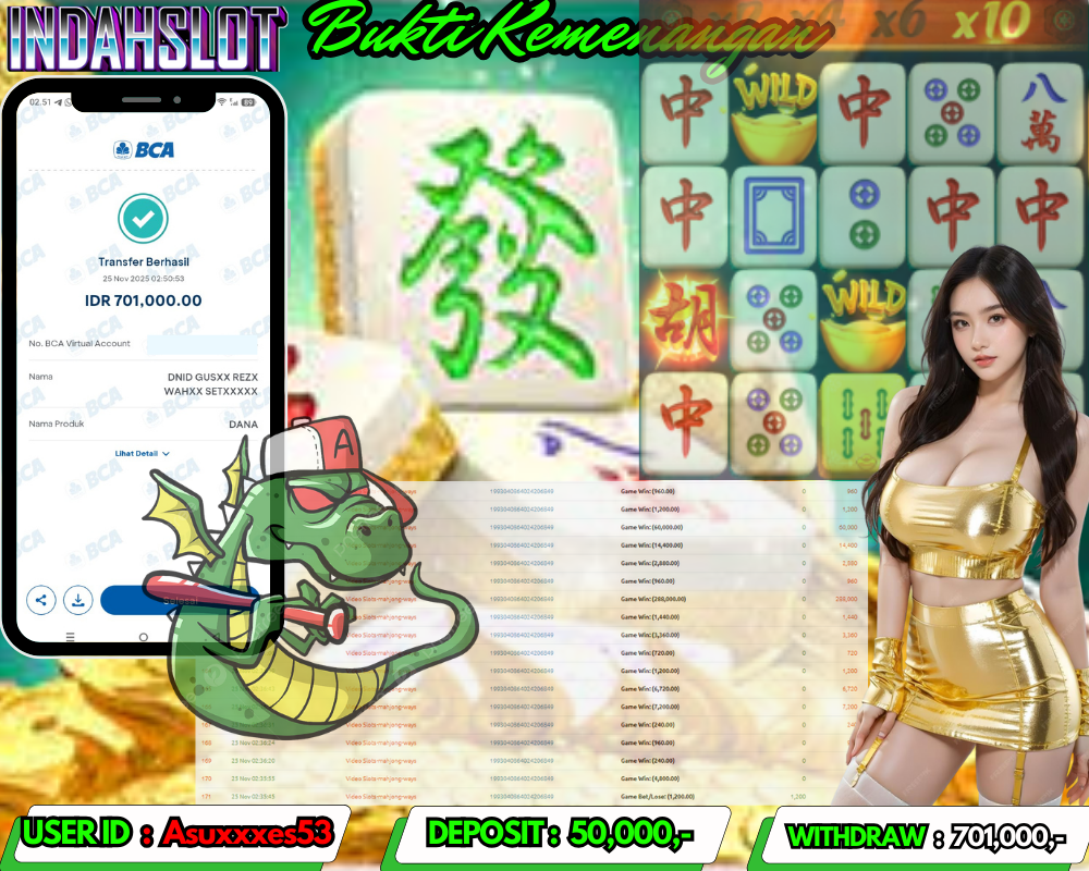 INDAHSLOT MAHJONG WAYS  Rp. 701,000,LUNAS
