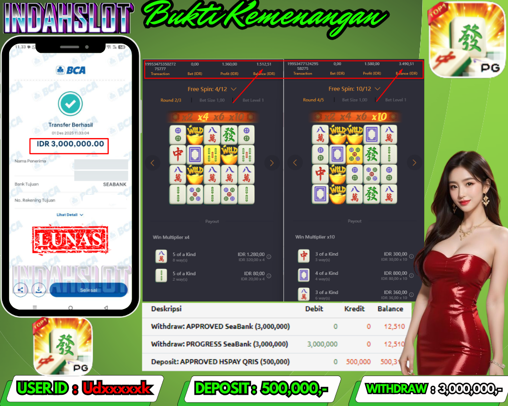 INDAHSLOT MAHJONG WAYS 1 Rp.3.000.000 LUNAS