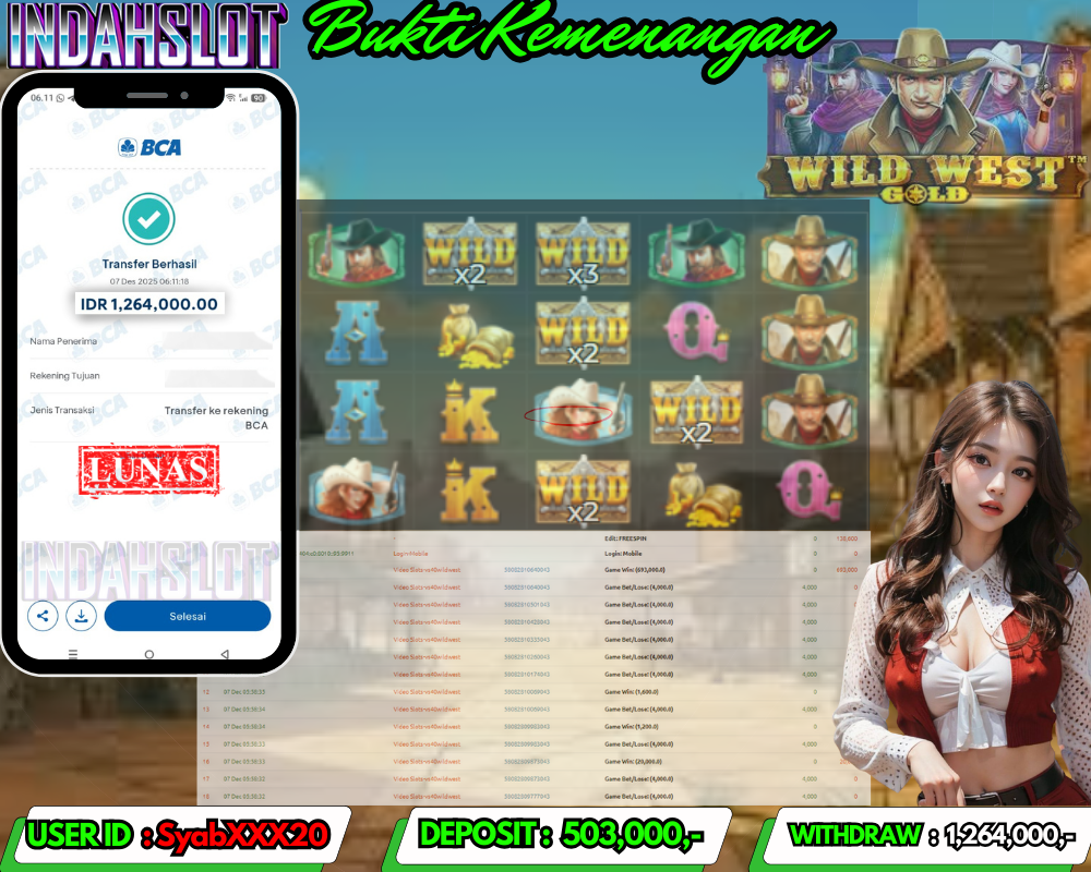 INDAHSLOT WILD WEST GOLD Rp.1,264,000 LUNAS