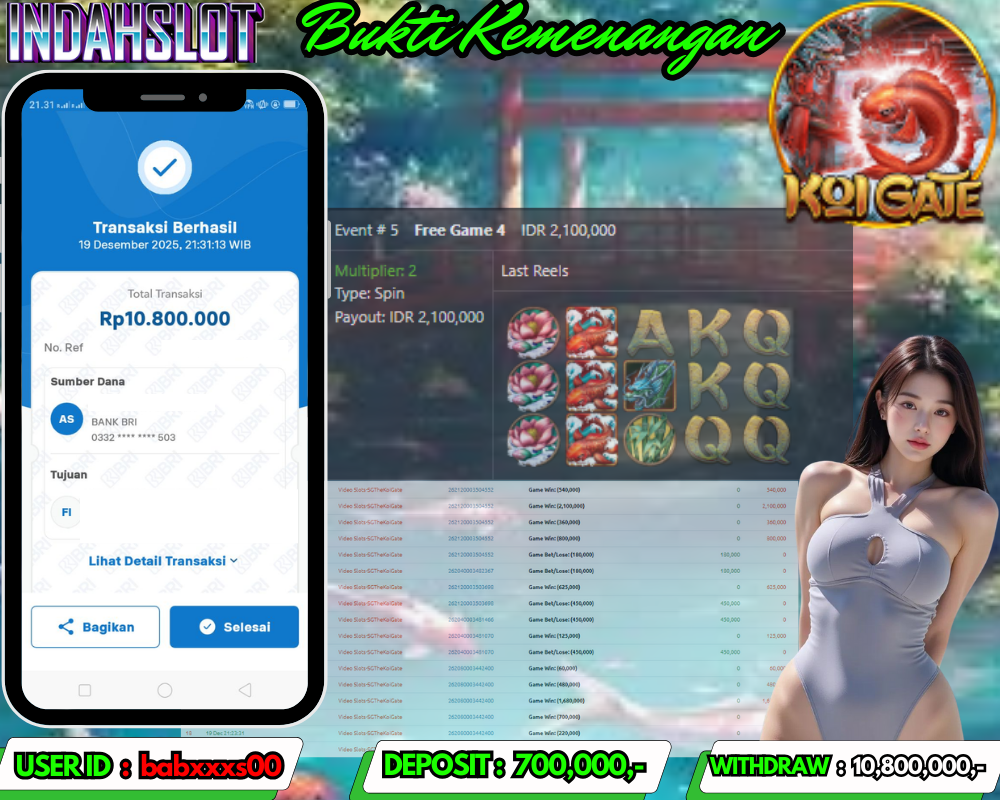 INDAHSLOT KOI GATE Rp.10,800,000,- LUNAS