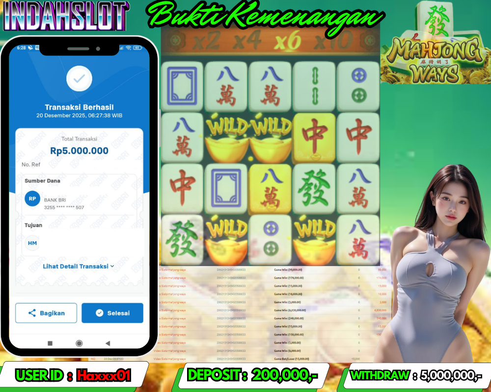 INDAHSLOT MAHJONG WAYS  Rp.5,000,000,- LUNAS