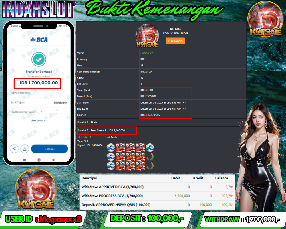 INDAHSLOT KOI GATE Rp.1,700,000 LUNAS