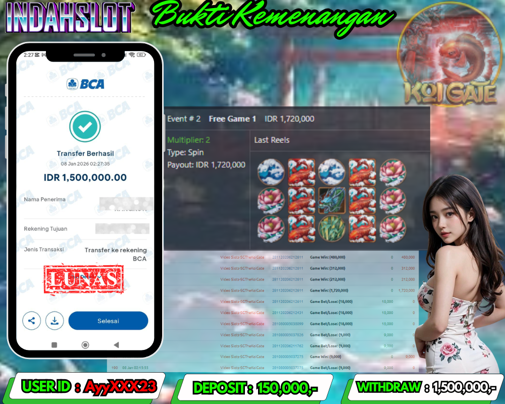 INDAHSLOT KOI GATE Rp.1,500,000 LUNAS