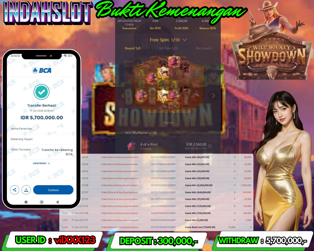 INDAHSLOT WILD BOUNTY SHOWDOWN Rp.5,700,000LUNAS