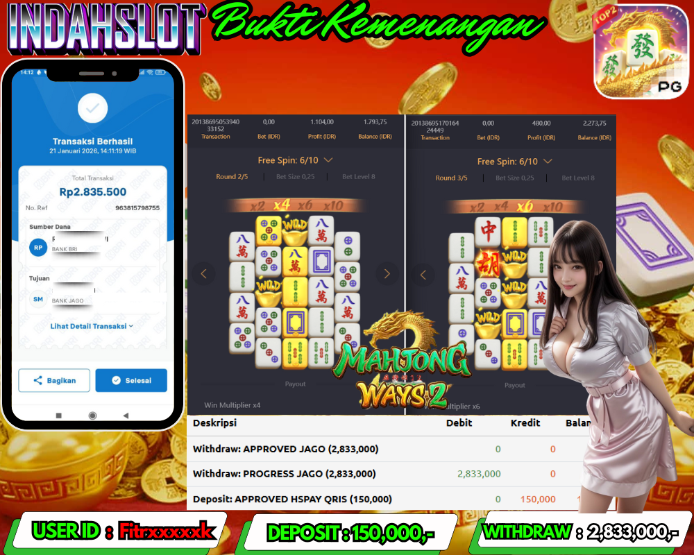 INDAHSLOT MAHJONG WAYS 2 Rp. 2,833,000,- LUNAS
